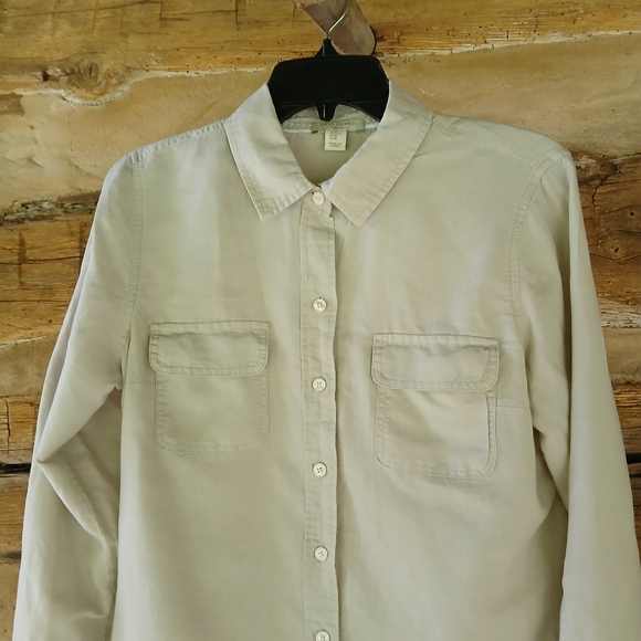 Saint Troez West Buff Linen Cotton Button Down Shirt Size Medium - Picture 2 of 7
